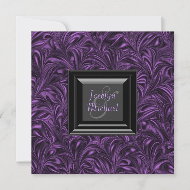 Invitación Boda elegante de púrpura y negro (Anverso)