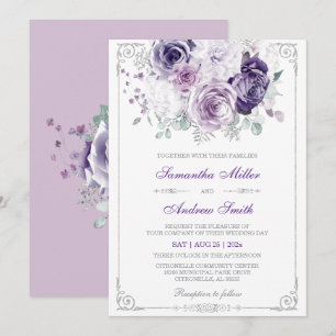 Invitación Boda elegante de púrpura y plata