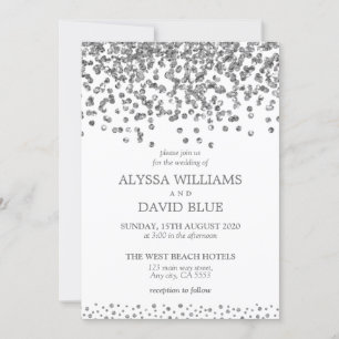 Invitación Boda elegante de Relieve metalizado fino de plata