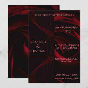 Invitación Boda elegante de rosa negra y roja temperamental