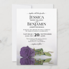 Invitación Boda elegante de Rosa púrpura y adornada largo