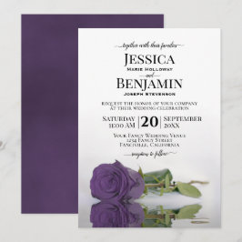 Invitación Boda elegante de Rosa púrpura y adornada largo