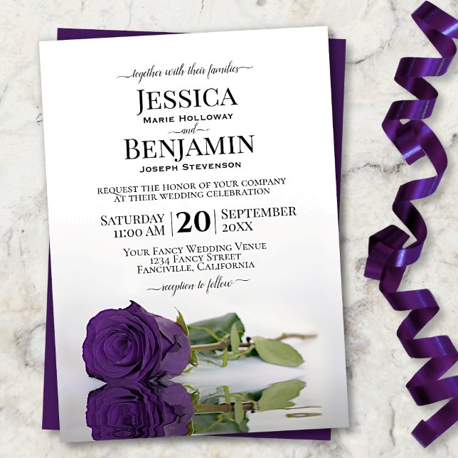 Invitación Boda elegante de Rosa Royal Purple, de gran estamp (Subido por el creador)