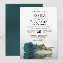 Invitación Boda elegante de Rosa turquesa Verde azulada de la