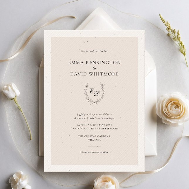 Invitación Boda elegante de Rubor de Laurel Rosa Wreath (Subido por el creador)