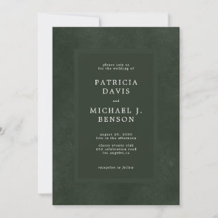 Invitación Boda elegante de tipografía moderna verde oscuro