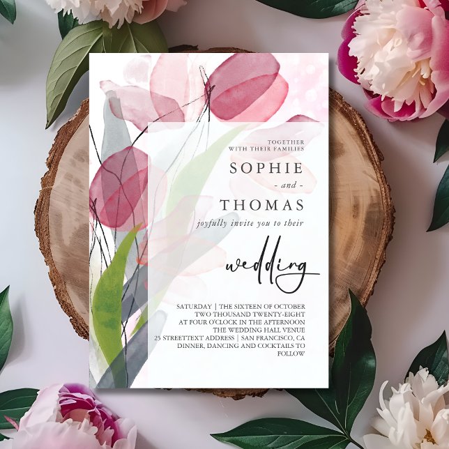 Invitación Boda elegante de tulipanes blandos (Subido por el creador)