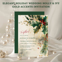 Boda elegante de vacaciones de Navidad con acentos
