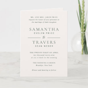 Invitación Boda elegante de verde bosque tradicional