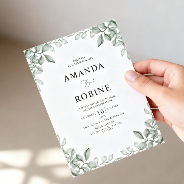 Invitación Boda elegante de verde botánico (Subido por el creador)