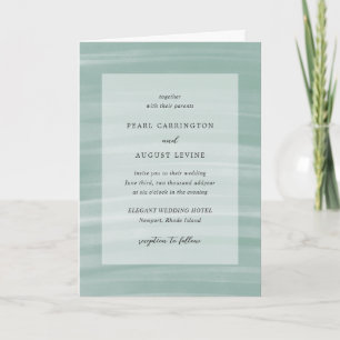 Invitación Boda elegante de verde suave con estilo costero