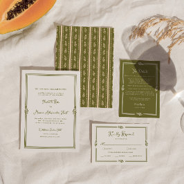 Invitación Boda elegante de viñedo toscano en verde oliva