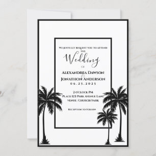 Invitación Boda elegante del árbol de palmas tropical