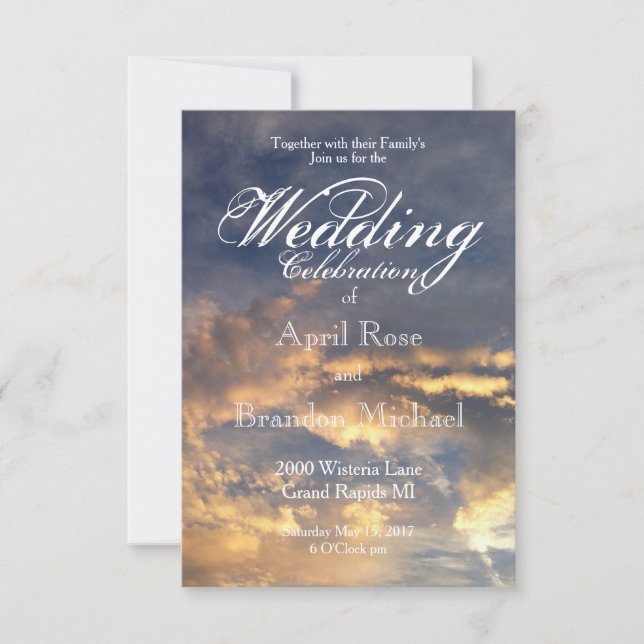 Invitación Boda elegante del atardecer (Anverso)