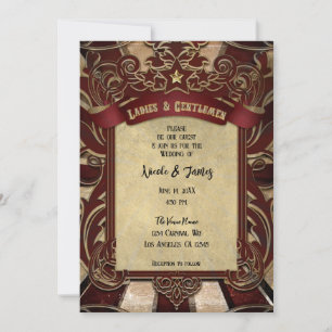 Invitación Boda Elegante del Circo Vintage Rojo Carnaval