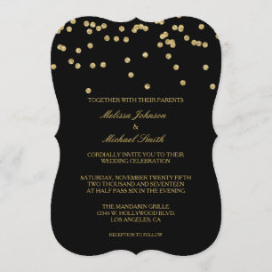Invitación Boda elegante del confeti de los lunares del negro