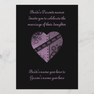 Invitación Boda elegante del corazón del vapor morado
