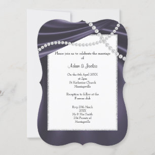 INVITACIÓN BODA ELEGANTE DEL DIAMANTE SATIN PURPLE LUXURIOSO