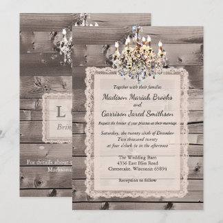 Invitación Boda elegante del granero con el cordón y la