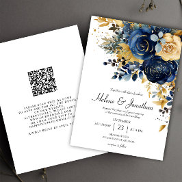 Invitación Boda elegante del Jardín de Oro Azul de la Marina 
