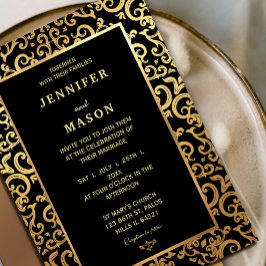 Invitación Boda elegante del marco dorado