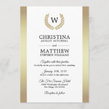 Boda elegante del monograma del laurel del oro