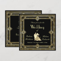 Boda elegante del negro del oro del art déco