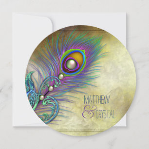 Invitación Boda elegante del pavo real del vintage