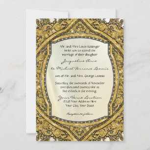 Invitación Boda elegante del Purpurina de barrido dorado marr
