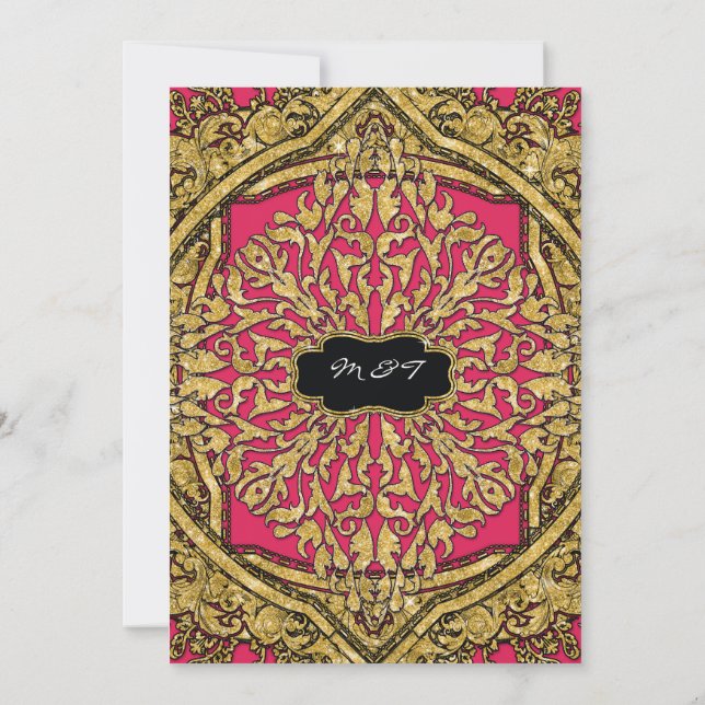 Invitación Boda elegante del Purpurina de barrido dorado marr (Reverso)