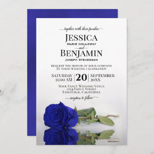Invitación Boda elegante del Rosa azul real de estampado larg