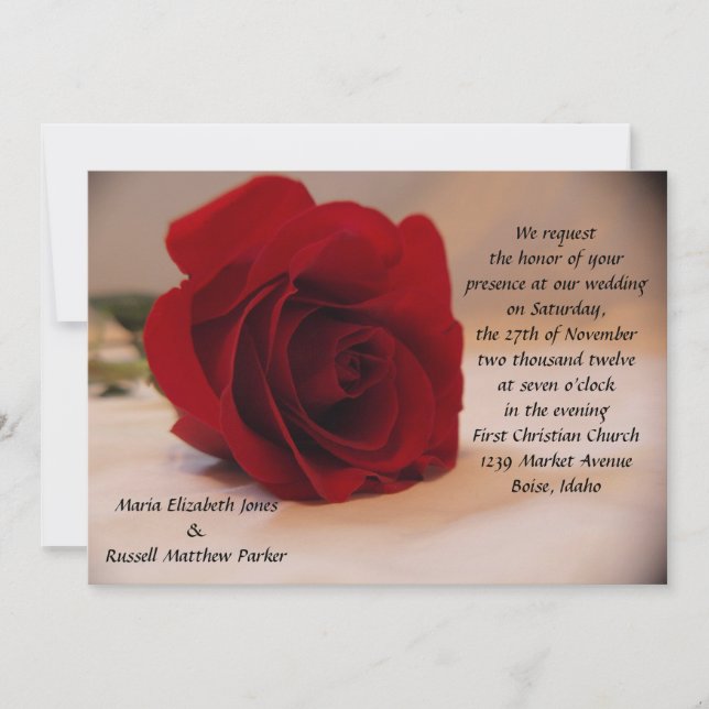 Invitación Boda elegante del rosa rojo (Anverso)