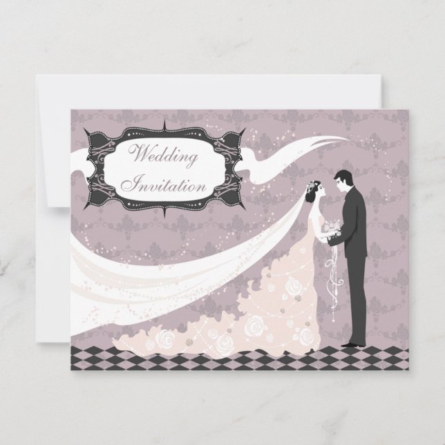 Invitación Boda elegante del vector de la novia y del novio (Anverso)