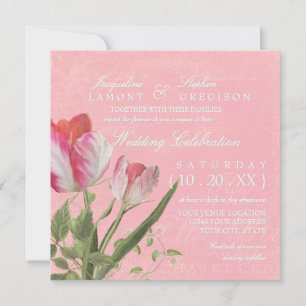 Invitación Boda elegante del vintage botánico del tulipán del
