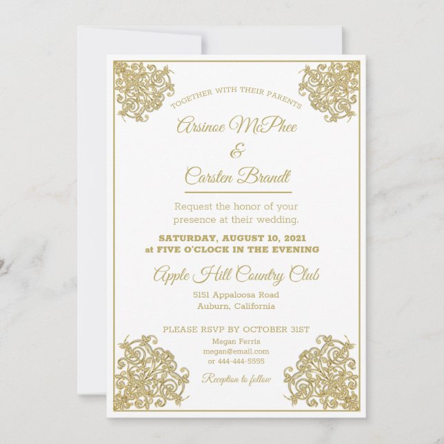 Invitación Boda elegante dorado