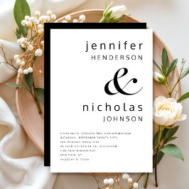 Invitación Boda elegante en blanco y negro