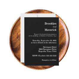 Invitación Boda elegante en blanco y negro