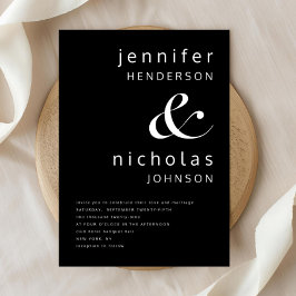Invitación Boda elegante en blanco y negro
