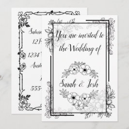 Invitación Boda elegante en blanco y negro