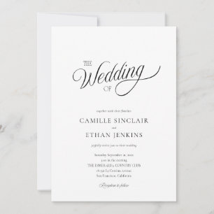 Invitación Boda elegante en blanco y negro todo en uno