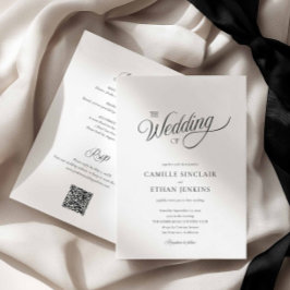 Invitación Boda elegante en blanco y negro todo en uno
