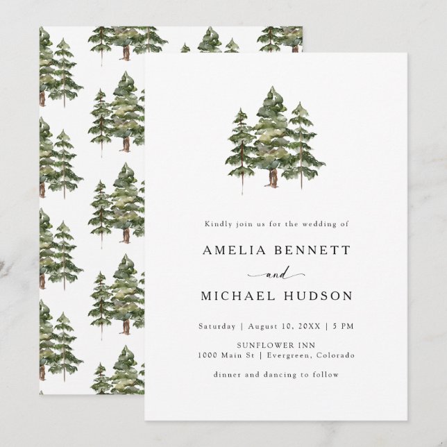 Invitación Boda Elegante en el Bosque (Anverso / Reverso)