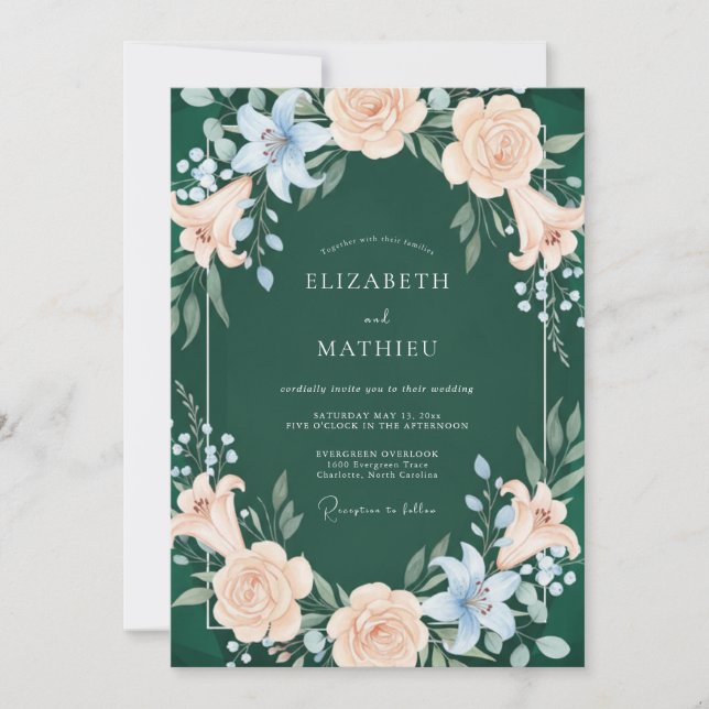 Invitación Boda elegante en el bosque verde forestal (Anverso)