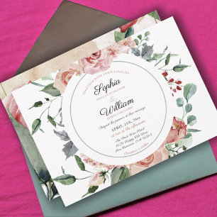 Invitación Boda elegante en flor rosa fresco