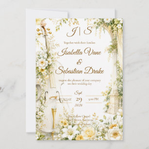 Invitación Boda elegante en jardín musical