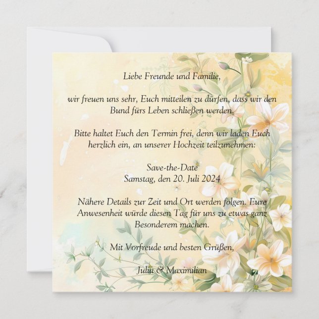 Invitación Boda elegante en pastel (Anverso)