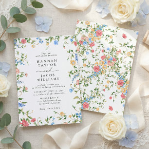 Invitación Boda elegante en un prado de flores silvestres