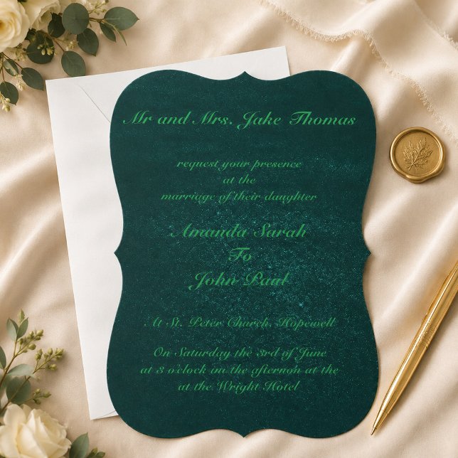 Invitación Boda elegante esmeralda verde (Subido por el creador)