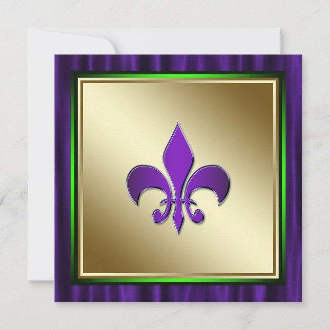 Invitación Boda Elegante Fleur De Lis de Mardi Gras (Anverso)
