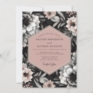 Invitación Boda Elegante Flor de Carbón Rubor
